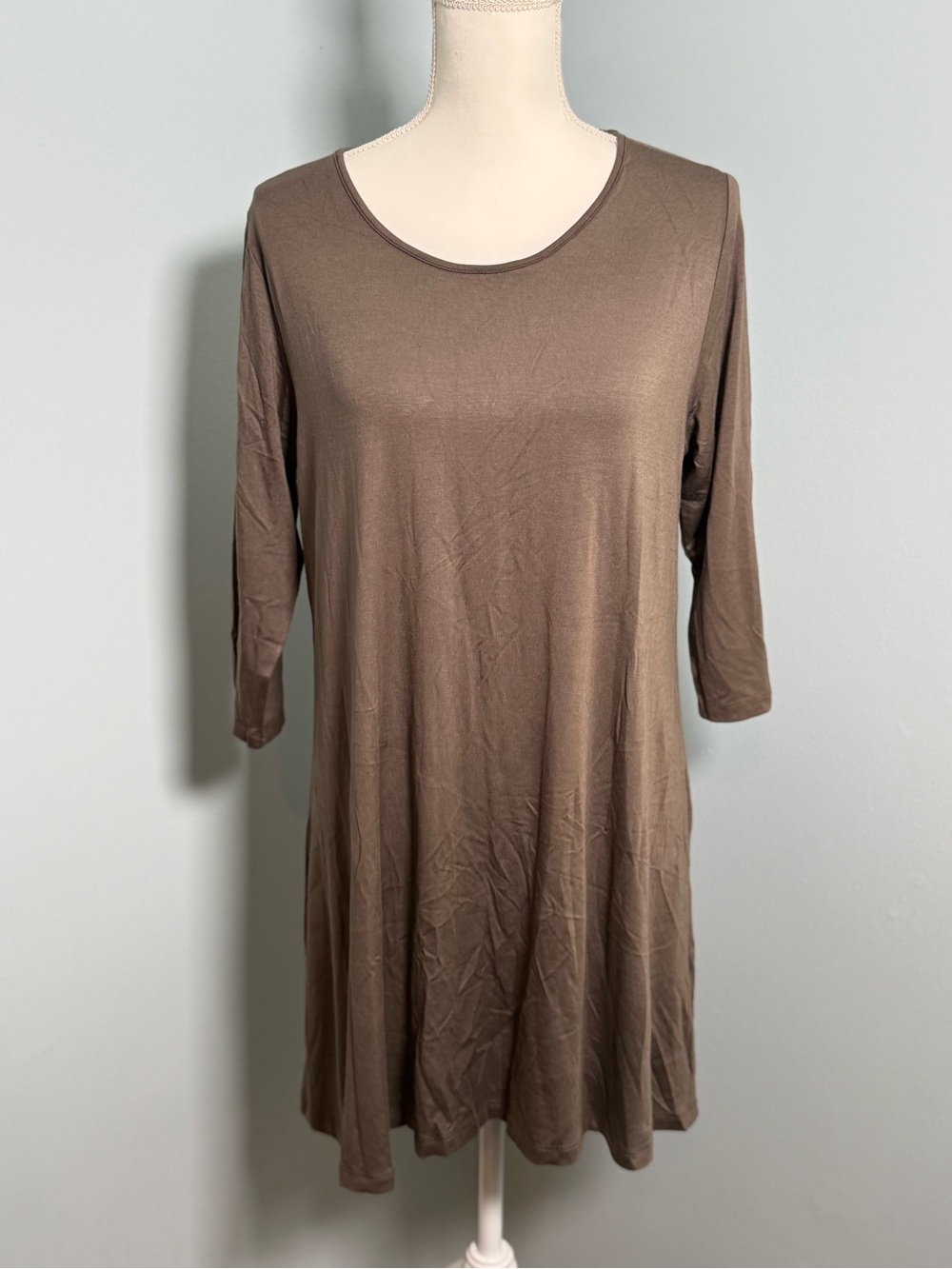 Comfy USA Brown Scoop Neck Long-Sleeve Tunic